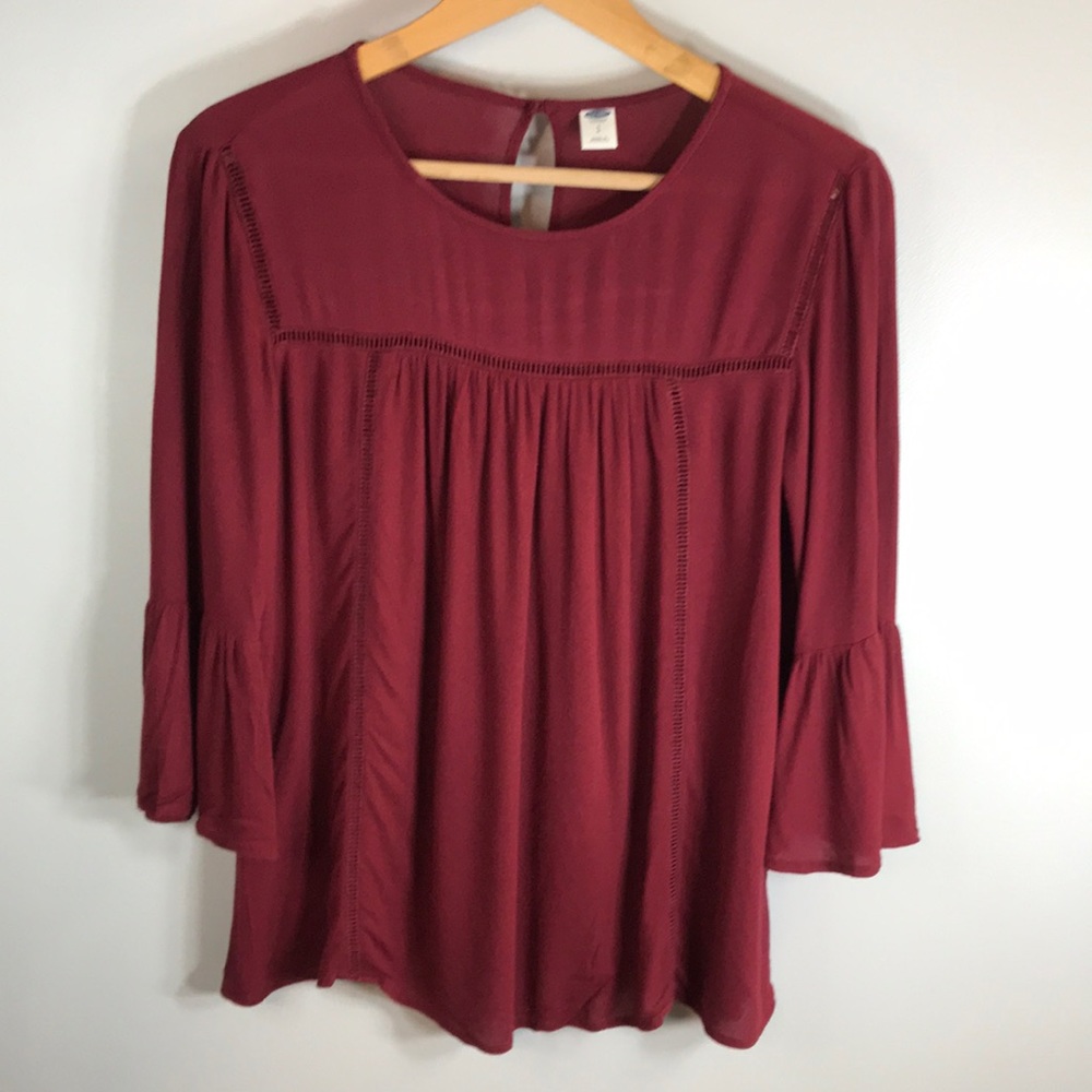 Old Navy Burgundy Peasant Blouse